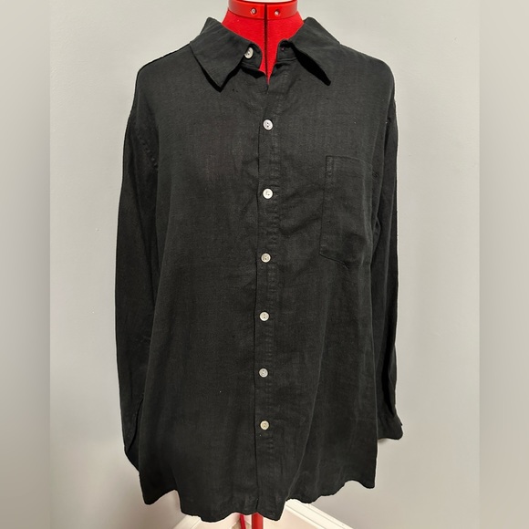 Chico's Tops - Chicos Design long black linen shirt. Button down. Size XL